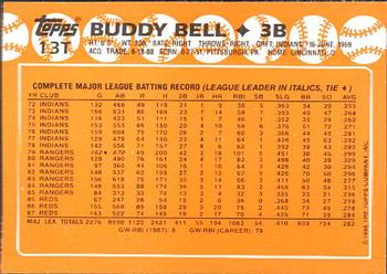 1988 Topps Traded - Limited Edition (Tiffany) #13T Buddy Bell Back