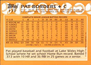 1988 Topps Traded - Limited Edition (Tiffany) #17T Pat Borders Back