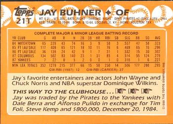1988 Topps Traded - Limited Edition (Tiffany) #21T Jay Buhner Back