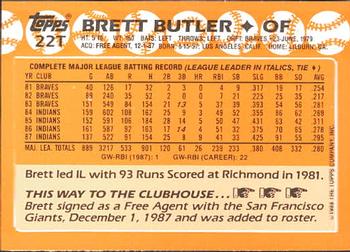1988 Topps Traded - Limited Edition (Tiffany) #22T Brett Butler Back