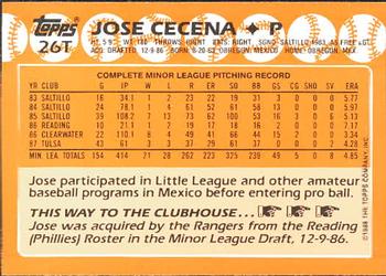 1988 Topps Traded - Limited Edition (Tiffany) #26T Jose Cecena Back