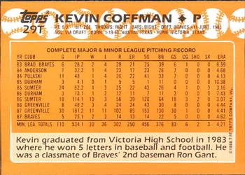1988 Topps Traded - Limited Edition (Tiffany) #29T Kevin Coffman Back