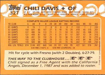 1988 Topps Traded - Limited Edition (Tiffany) #32T Chili Davis Back