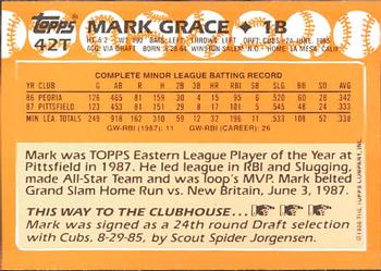 1988 Topps Traded - Limited Edition (Tiffany) #42T Mark Grace Back
