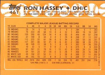 1988 Topps Traded - Limited Edition (Tiffany) #46T Ron Hassey Back