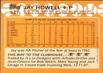 1988 Topps Traded - Limited Edition (Tiffany) #52T Jay Howell Back
