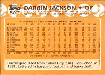 1988 Topps Traded - Limited Edition (Tiffany) #56T Darrin Jackson Back