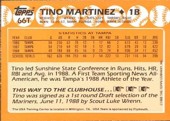 1988 Topps Traded - Limited Edition (Tiffany) #66T Tino Martinez Back