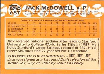 1988 Topps Traded - Limited Edition (Tiffany) #68T Jack McDowell Back