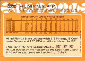 1988 Topps Traded - Limited Edition (Tiffany) #75T Al Nipper Back