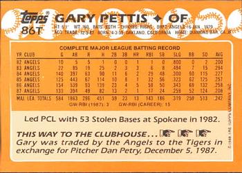 1988 Topps Traded - Limited Edition (Tiffany) #86T Gary Pettis Back