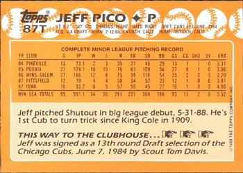 1988 Topps Traded - Limited Edition (Tiffany) #87T Jeff Pico Back