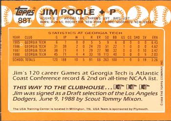 1988 Topps Traded - Limited Edition (Tiffany) #88T Jim Poole Back