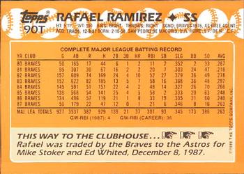 1988 Topps Traded - Limited Edition (Tiffany) #90T Rafael Ramirez Back