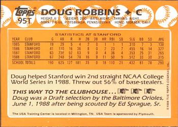 1988 Topps Traded - Limited Edition (Tiffany) #95T Doug Robbins Back