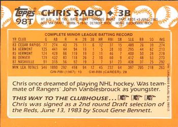 1988 Topps Traded - Limited Edition (Tiffany) #98T Chris Sabo Back