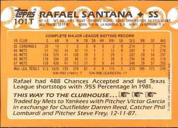 1988 Topps Traded - Limited Edition (Tiffany) #101T Rafael Santana Back