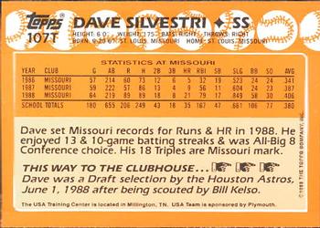 1988 Topps Traded - Limited Edition (Tiffany) #107T Dave Silvestri Back