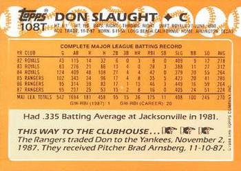 1988 Topps Traded - Limited Edition (Tiffany) #108T Don Slaught Back