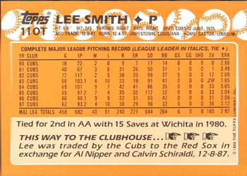 1988 Topps Traded - Limited Edition (Tiffany) #110T Lee Smith Back