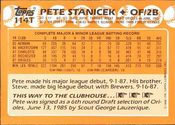 1988 Topps Traded - Limited Edition (Tiffany) #114T Pete Stanicek Back