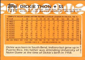 1988 Topps Traded - Limited Edition (Tiffany) #121T Dickie Thon Back