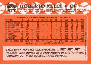 1988 Topps Traded - Limited Edition (Tiffany) #57T Roberto Kelly Back