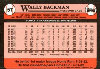 1989 Topps Traded - Limited Edition (Tiffany) #5T Wally Backman Back