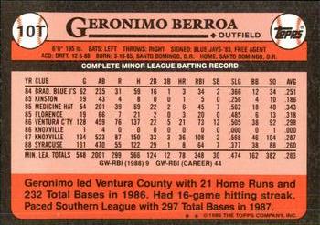 1989 Topps Traded - Limited Edition (Tiffany) #10T Geronimo Berroa Back