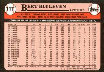 1989 Topps Traded - Limited Edition (Tiffany) #11T Bert Blyleven Back