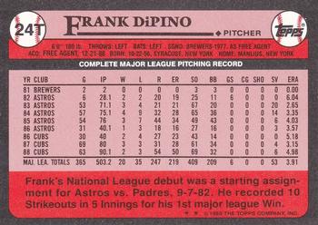 1989 Topps Traded - Limited Edition (Tiffany) #24T Frank DiPino Back