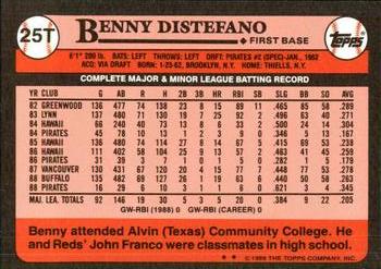 1989 Topps Traded - Limited Edition (Tiffany) #25T Benny Distefano Back