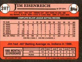 1989 Topps Traded - Limited Edition (Tiffany) #28T Jim Eisenreich Back