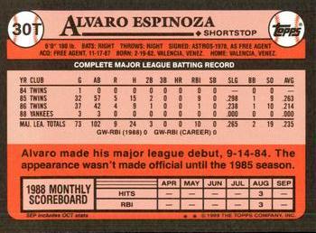 1989 Topps Traded - Limited Edition (Tiffany) #30T Alvaro Espinoza Back