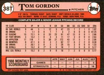 1989 Topps Traded - Limited Edition (Tiffany) #38T Tom Gordon Back