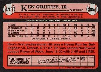 1989 Topps Traded - Limited Edition (Tiffany) #41T Ken Griffey, Jr. Back