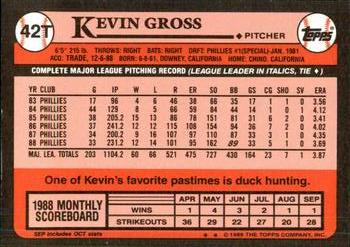 1989 Topps Traded - Limited Edition (Tiffany) #42T Kevin Gross Back