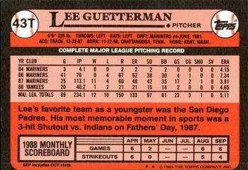 1989 Topps Traded - Limited Edition (Tiffany) #43T Lee Guetterman Back