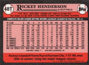 1989 Topps Traded - Limited Edition (Tiffany) #48T Rickey Henderson Back