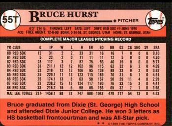 1989 Topps Traded - Limited Edition (Tiffany) #55T Bruce Hurst Back