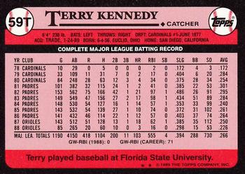 1989 Topps Traded - Limited Edition (Tiffany) #59T Terry Kennedy Back