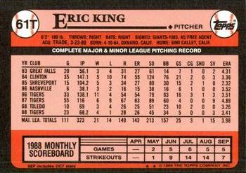 1989 Topps Traded - Limited Edition (Tiffany) #61T Eric King Back