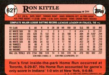 1989 Topps Traded - Limited Edition (Tiffany) #62T Ron Kittle Back