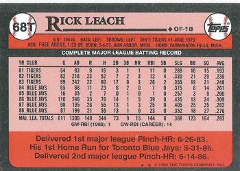 1989 Topps Traded - Limited Edition (Tiffany) #68T Rick Leach Back