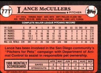1989 Topps Traded - Limited Edition (Tiffany) #77T Lance McCullers Back