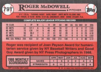 1989 Topps Traded - Limited Edition (Tiffany) #79T Roger McDowell Back