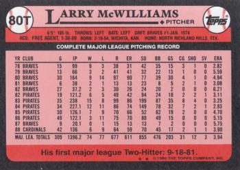 1989 Topps Traded - Limited Edition (Tiffany) #80T Larry McWilliams Back