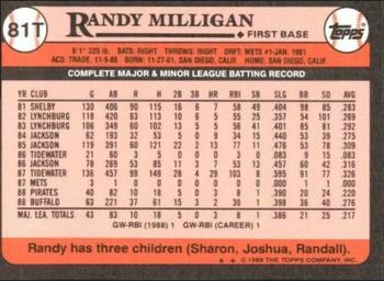 1989 Topps Traded - Limited Edition (Tiffany) #81T Randy Milligan Back