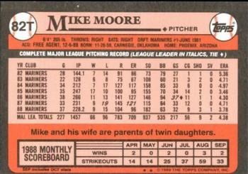 1989 Topps Traded - Limited Edition (Tiffany) #82T Mike Moore Back
