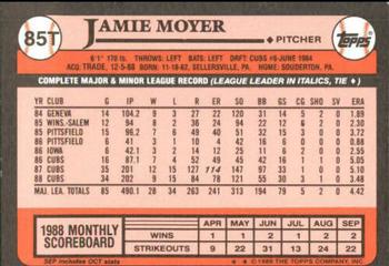 1989 Topps Traded - Limited Edition (Tiffany) #85T Jamie Moyer Back